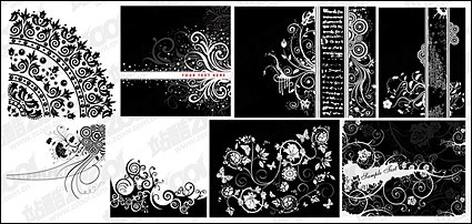 8 Black And White Pattern Vector Material