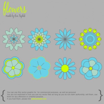 8 fiori semplici vettoriale