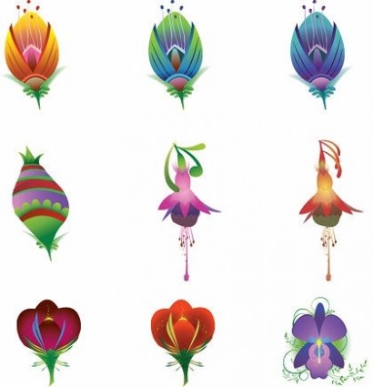 9 flores ilustraciones vectoriales