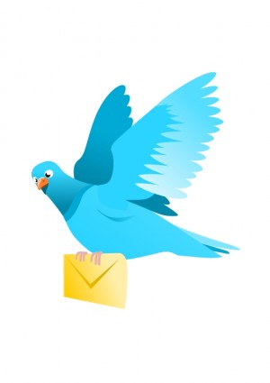 um pombo voando, entregando uma mensagem