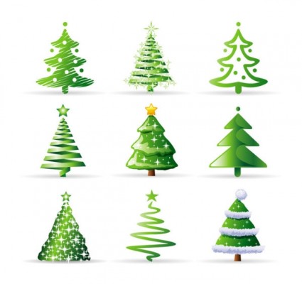 una variedad de árbol de Navidad vector de dibujos animados