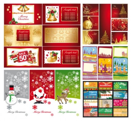 مجموعة متنوعة من بطاقات المعايدة ناقلات خلفية عيد الميلاد