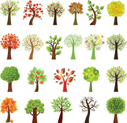 una variedad de vector de hermosos árboles