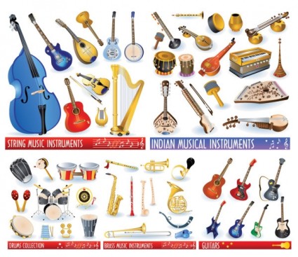 A Variety Of Musical Instruments Vector