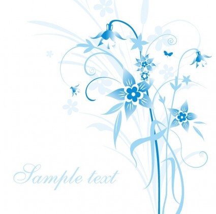 ilustrasi abstrak vector floral blue