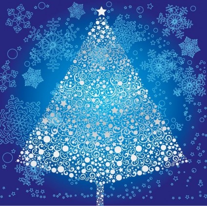 Abstrakter Weihnachtsbaum mit Schneeflocke-Vektorgrafiken
