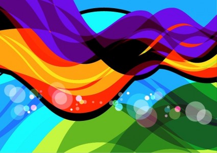 abstrak gelombang yang berwarna-warni seni vektor