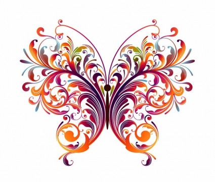 Abstract Floral Butterfly Vector Graphic