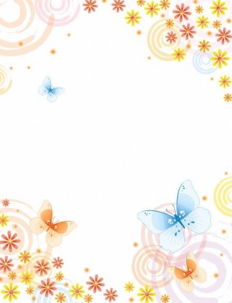 abstrak bunga dengan kupu-kupu vektor latar belakang