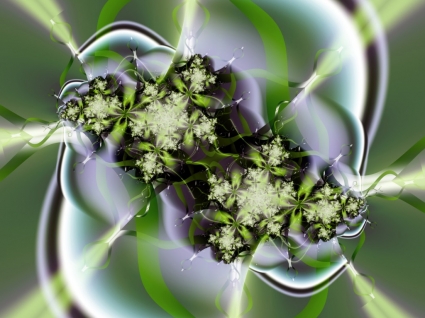 fractal de fondo de pantalla verde, Flor abstracta otro