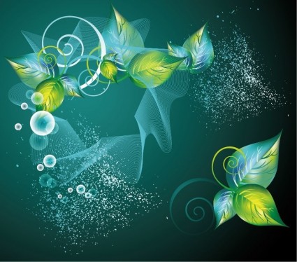 swirl hijau abstrak latar belakang floral vector