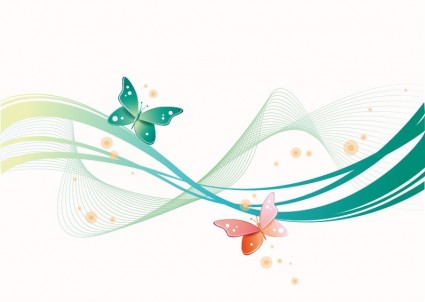 Abstract Wave With Butterfly Background