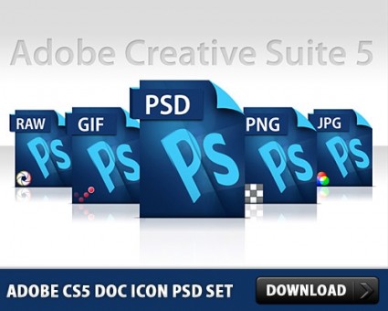 Adobe cs5 doc icona psd gratis set