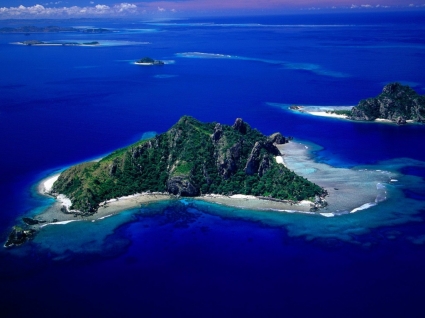 Luftbild von Monu Inselwelt Tapete Fidschi Inseln