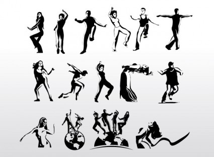 aerobik sanat dansçı vector silhouettes