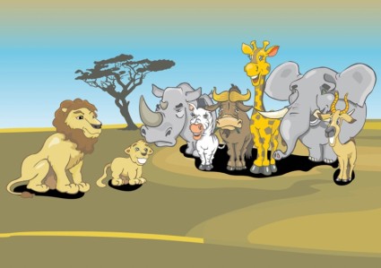animaux d'Afrique dessin animé