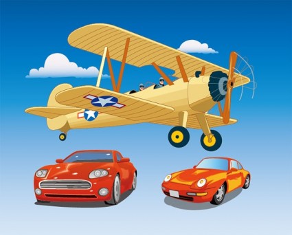 máy bay và xe ô tô vector
