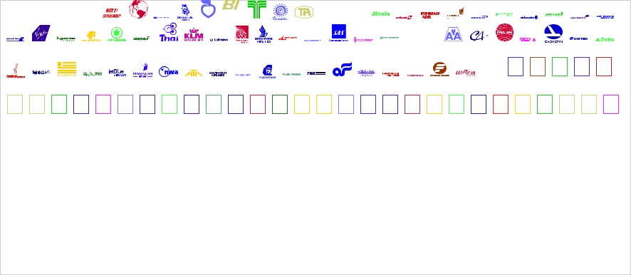 logotipos de companhia aérea, passado e presente