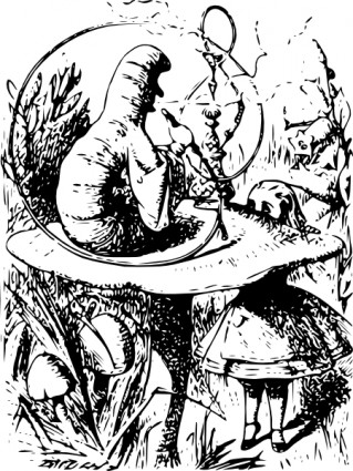 愛麗絲說蠕蟲蘑菇剪貼畫