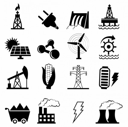 icônes d'options alternatives d'énergie