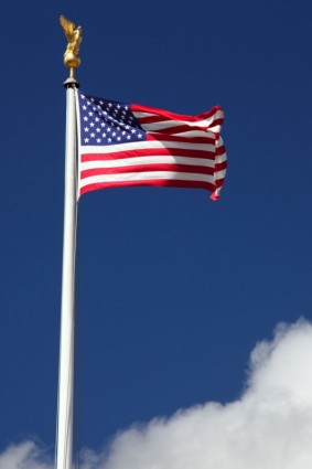 美国国旗在风中