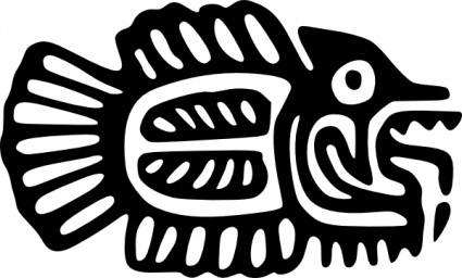 kuno Meksiko motif ikan clip art
