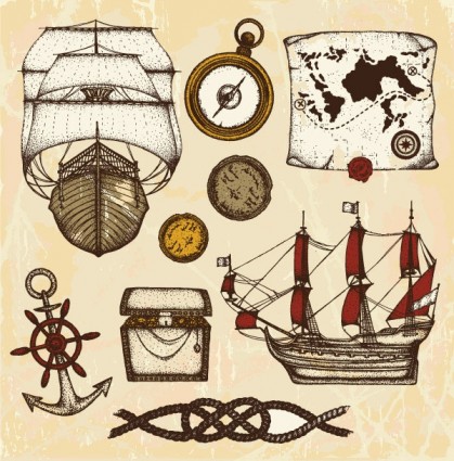 古代航海主題向量