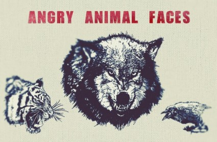 憤怒的動物臉向量