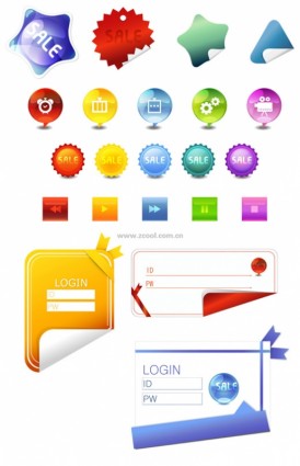Angular Stickers Button Icons Login And Other Vector
