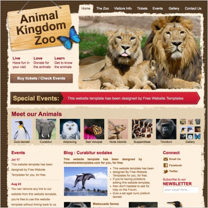 Царство животных зоопарка шаблон