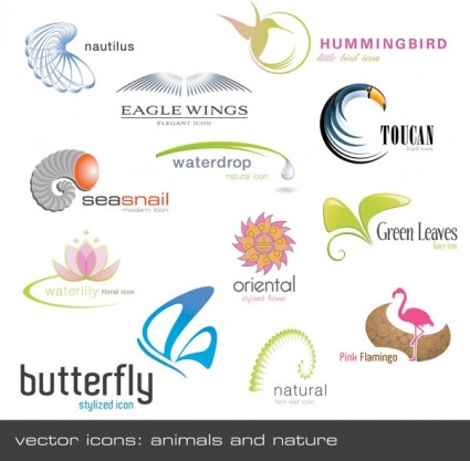 动物植物形状 logo 模板矢量
