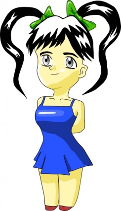 アニメの女の子をクリップ アートを漫画します。