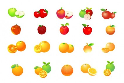 jabłko i pomarańczowy wektor graficzny zestaw