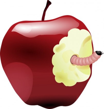 manzana con clip art de gusano