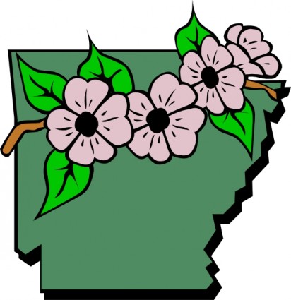 阿肯色州地图和花卉剪贴画