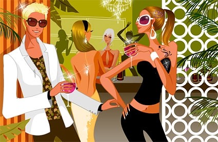 Attractive Men And Women On The Fashion Party Vector