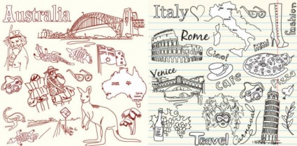 オーストラリアとイタリアのテーマのベクトル