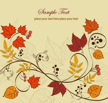 daun musim gugur latar belakang vektor ilustrasi