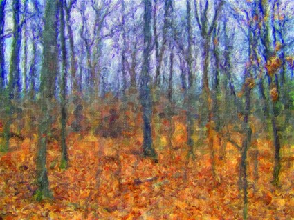 pittura bosco autunno