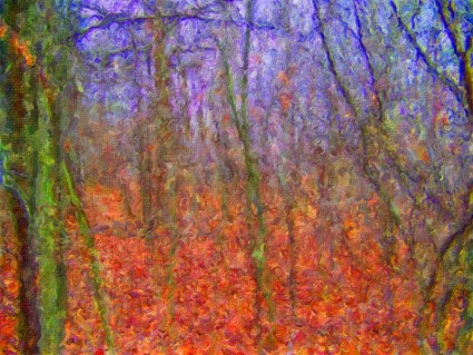 秋の森の中の絵
