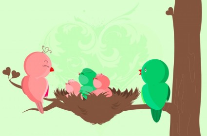 tarjeta de nacimiento de aves bebé