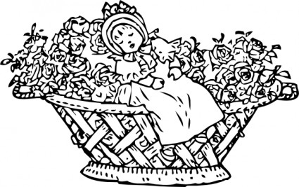 婴儿在玫瑰篮子剪贴画