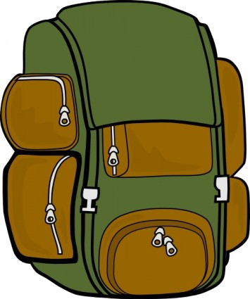 mochila verde marrom clip-art