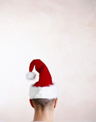 Glatze mit Weihnachtsmützen hoch Bild