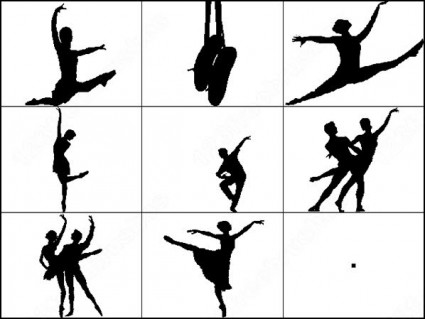 แปรง silhouettes นักเต้นบัลเลต์