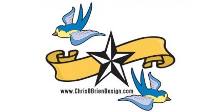 Banner Bird And Star Free Vector
