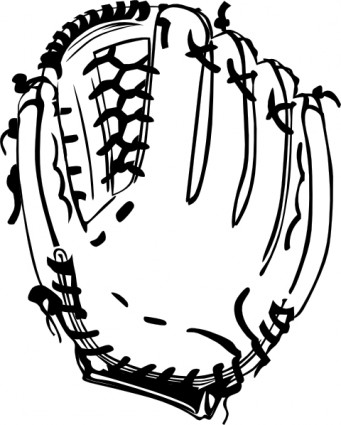 Baseball Glove B And W Clip Art