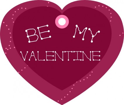 Be My Valentine Heart Shaped Gift Tag Clip Art