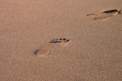 dấu chân cát bãi biển