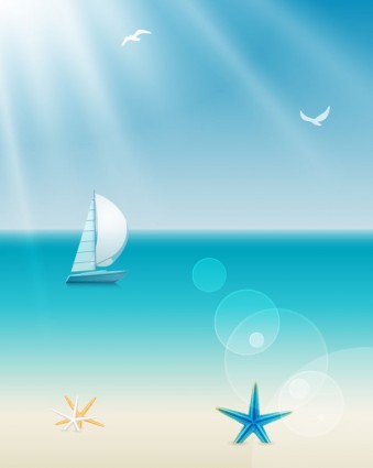 Pantai Laut musim panas vektor ilustrasi